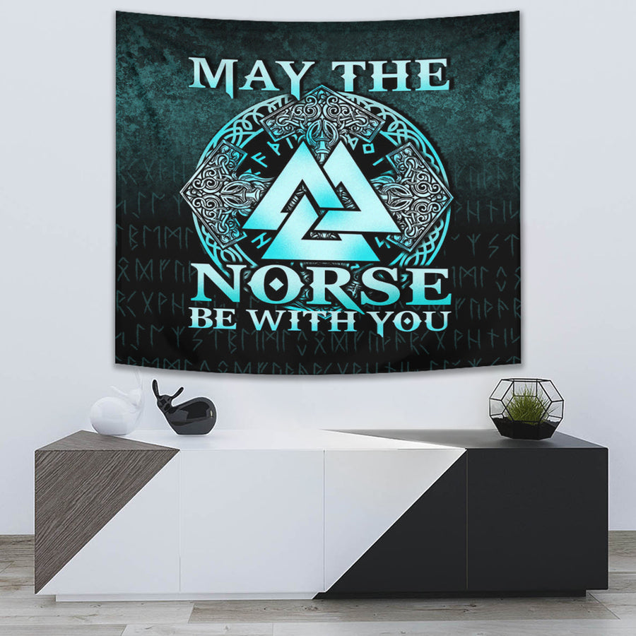 Ligerking Tapestry - May The Norse Be With You Viking - Cyan Version Tapestry A7