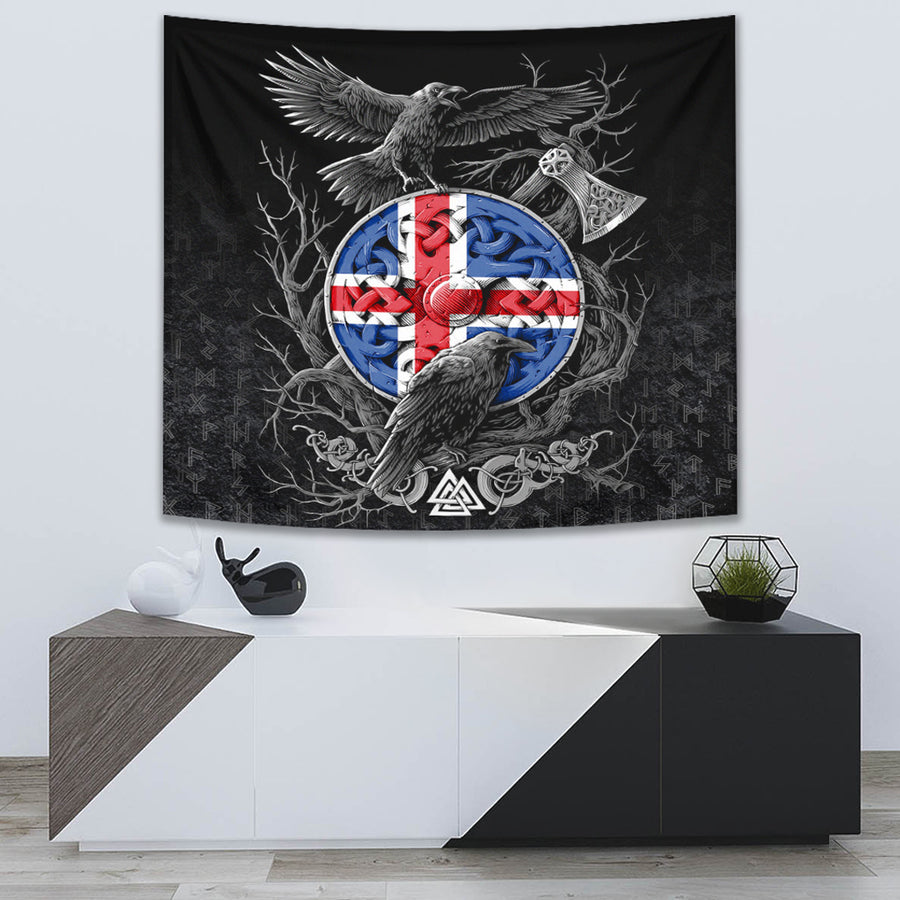 Ligerking Tapestry - Iceland Raven Odin Viking Country Tapestry A95