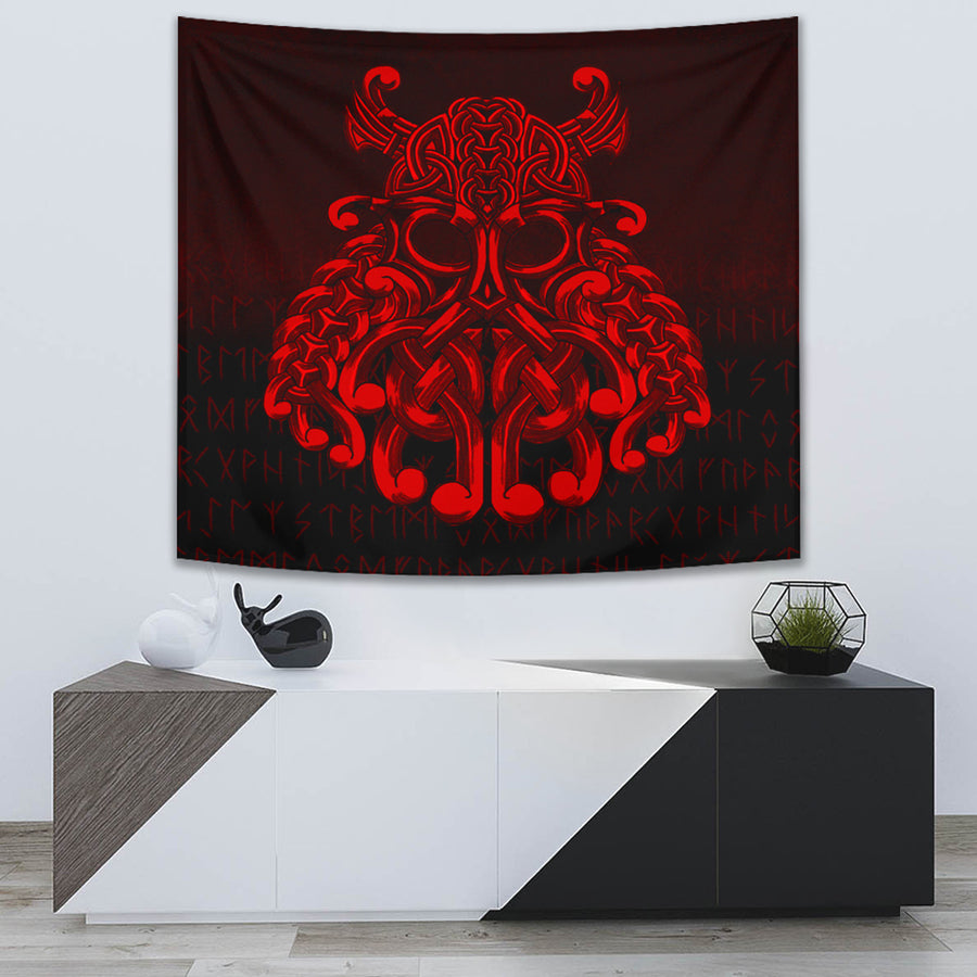 Ligerking Tapestry - Vikings Odin Valhalla - Red Version Tapestry A7