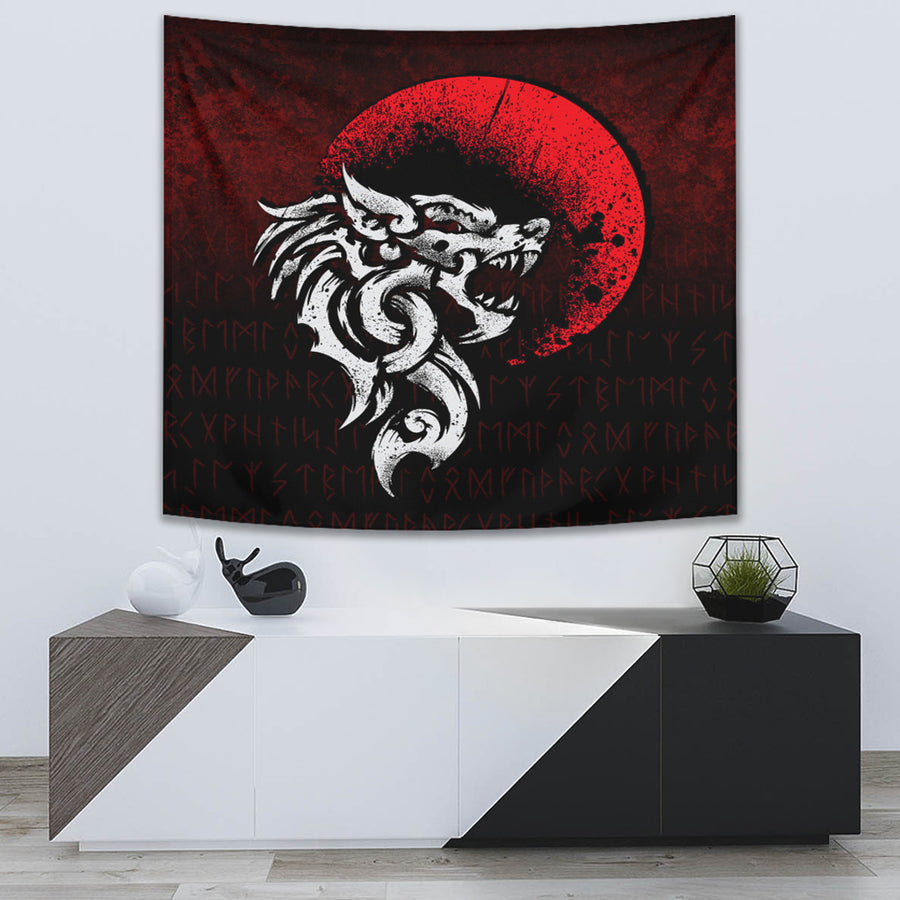 Ligerking Tapestry - Viking Fenrir Monstrous Wolf Norse Tapestry A7