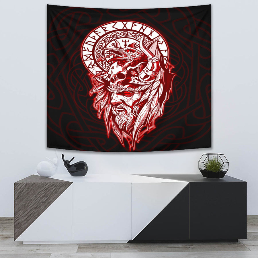 Ligerking Tapestry -Viking Odin Set Red Tapestry A95