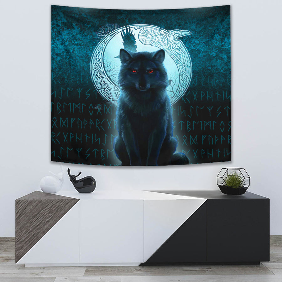 Ligerking Tapestry - Fenrir Viking Wolf - Cyan Version Tapestry A7