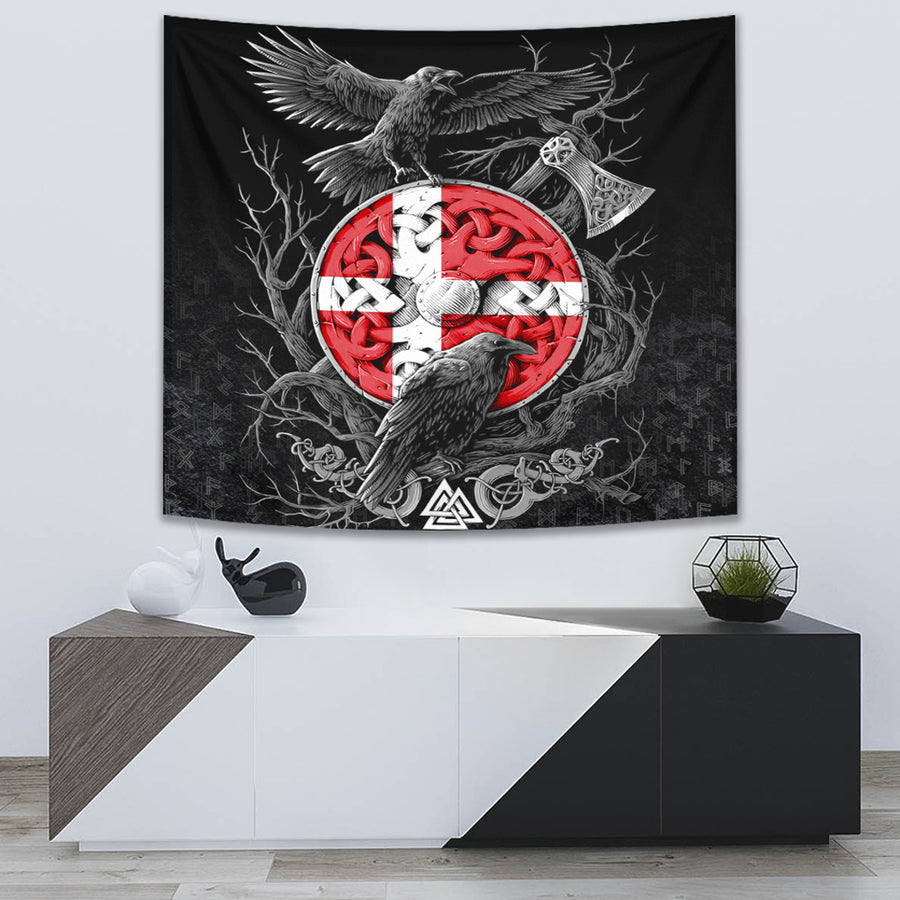 Ligerking Tapestry - Denmark Raven Odin Viking Country Tapestry A95
