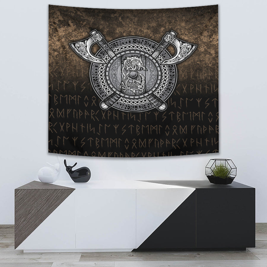 Ligerking Tapestry -Fenrir Viking Shield Tapestry A7