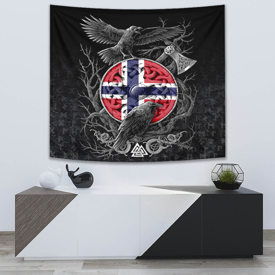 Ligerking Tapestry - Norway Raven Odin Viking Country Tapestry A95