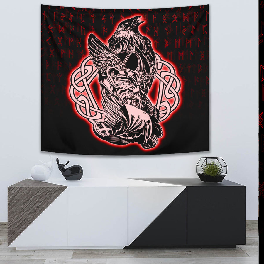 Ligerking Tapestry -Odin Raven Viking Set Red Tapestry A95