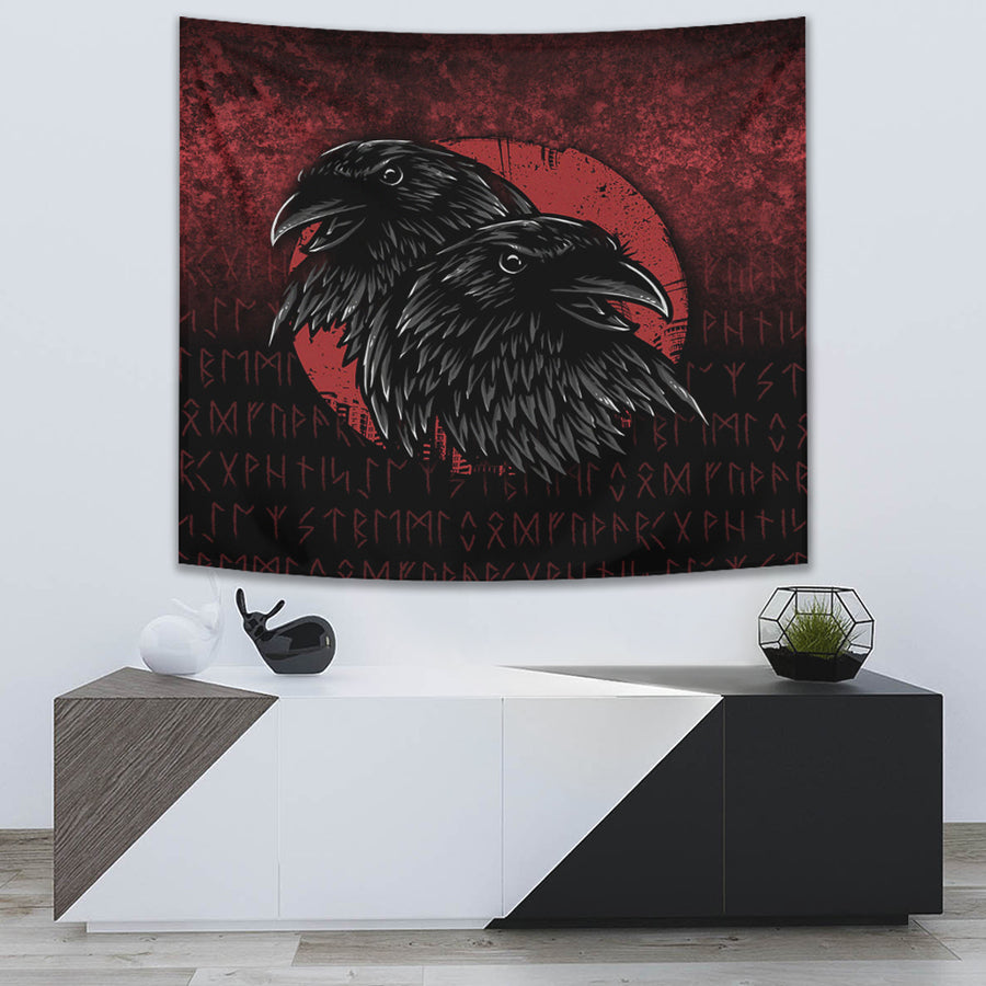 Ligerking Tapestry - Huginn And Muninn Birds Norse Mythology Crow Hunters Wildlife Animals Tapestry A7
