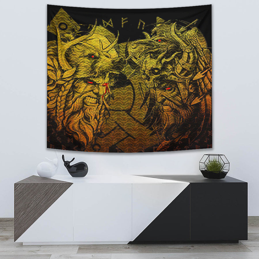 Ligerking Tapestry - Norse Warrior Berserker Gold Tapestry A94