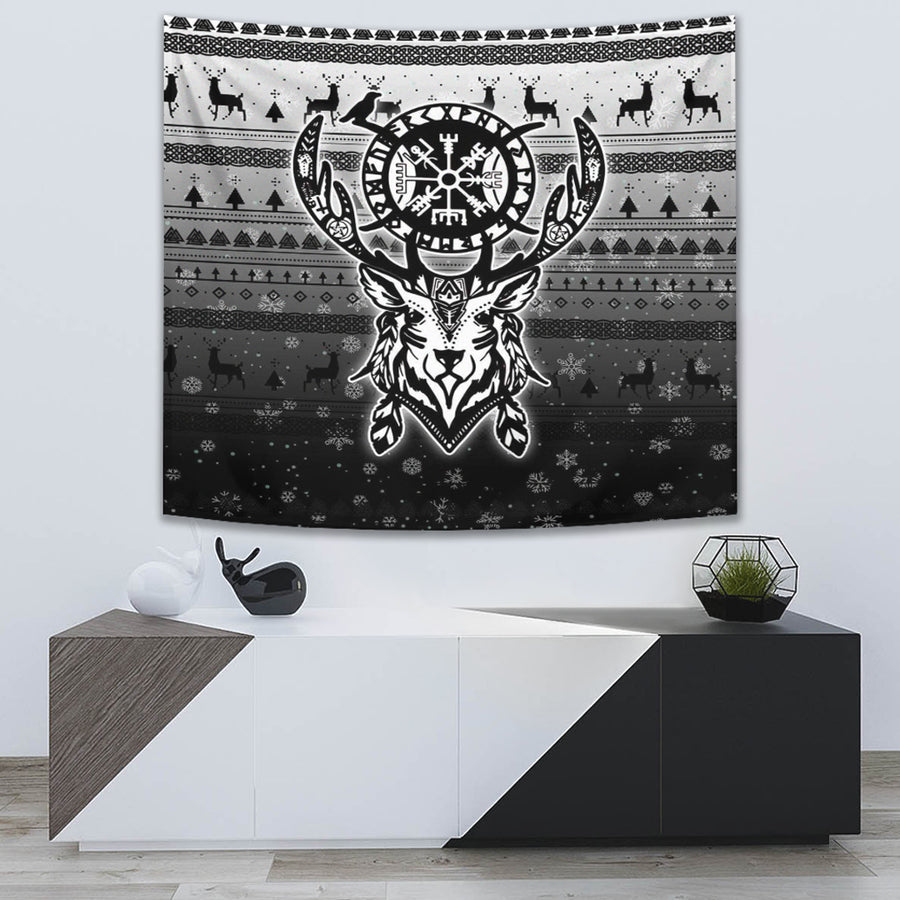Ligerking Tapestry -Viking Reindeer Vegvisir Tapestry A94