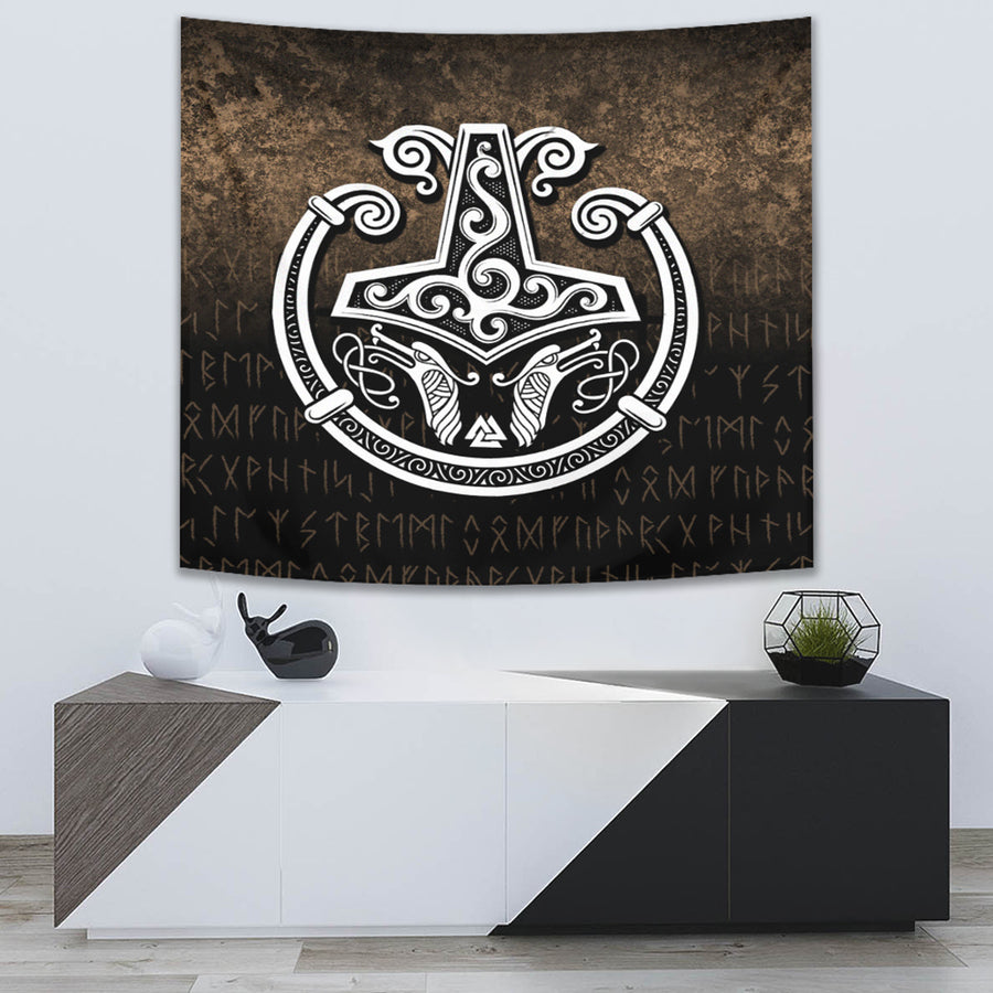 Ligerking Tapestry -Thors-Hammer-Mjolnir-Viking-Torc-Norse-Pagan Tapestry A7