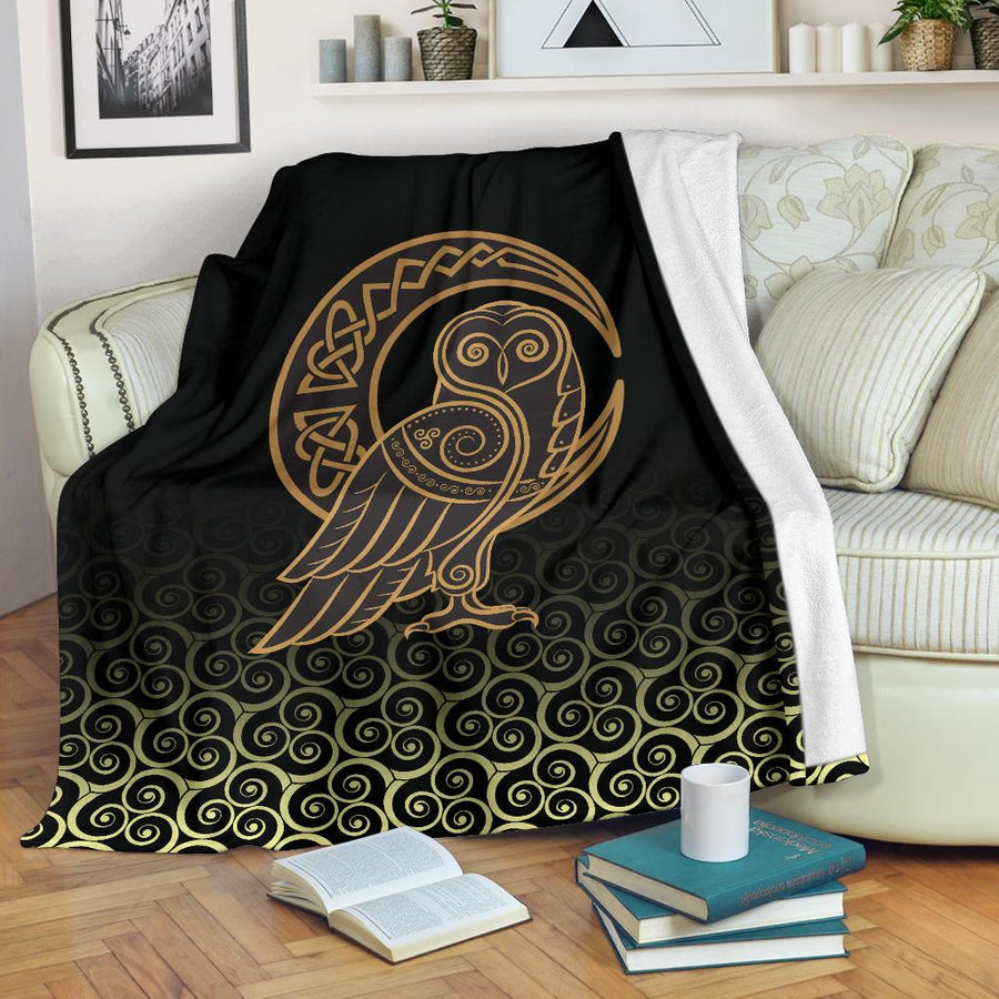 Ligerking - Premium Blanket Owl Celtic On Triskels Background A27