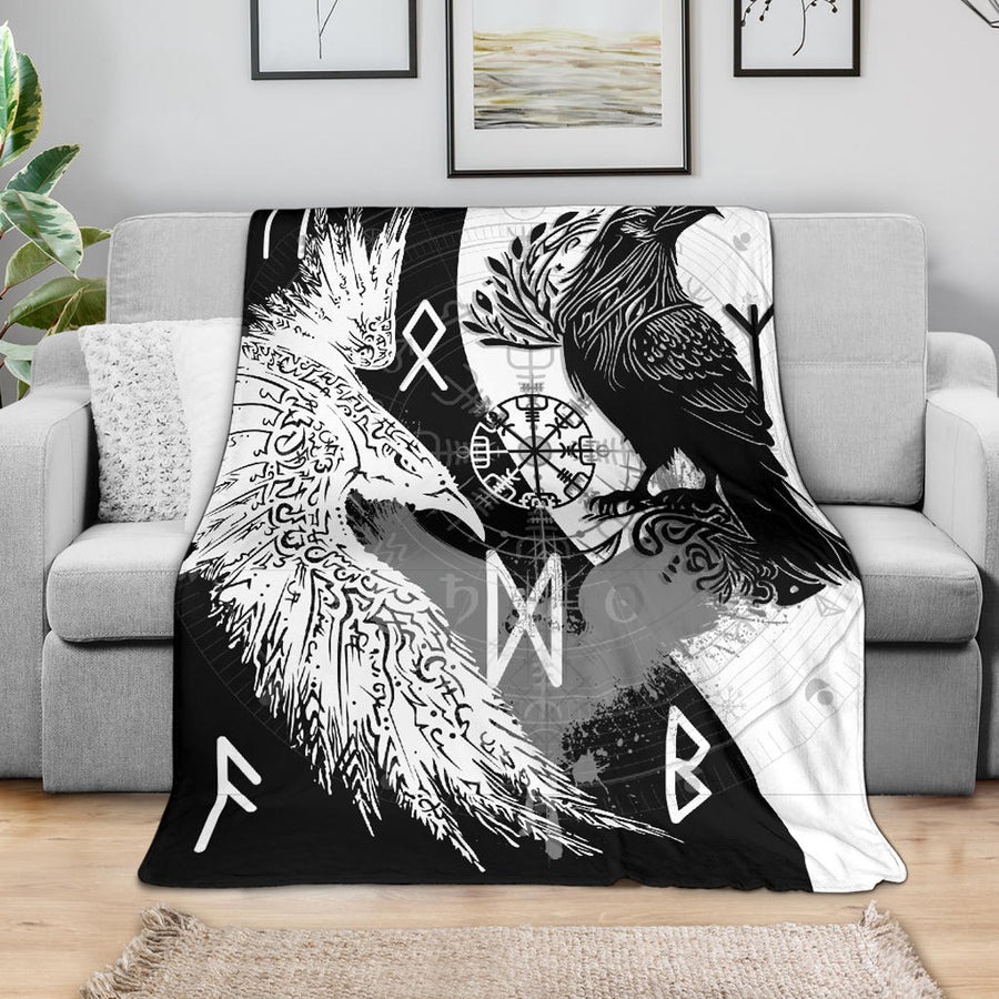 Ligerking Premium Blanket - Raven Viking Tattoo Ying Yang Style Premium Blanket A35