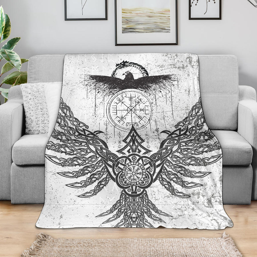 Ligerking Premium Blanket - Raven Midgard and Compass Viking Premium Blanket A35