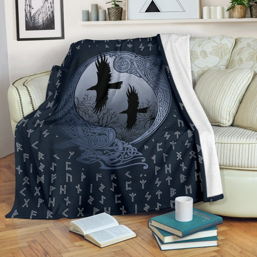 Ligerking Raven and Old Runes Blanket A7