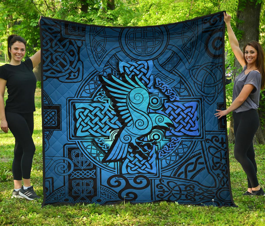 Ligerking Premium Quilt - Raven Odin Celtic Cyan A31