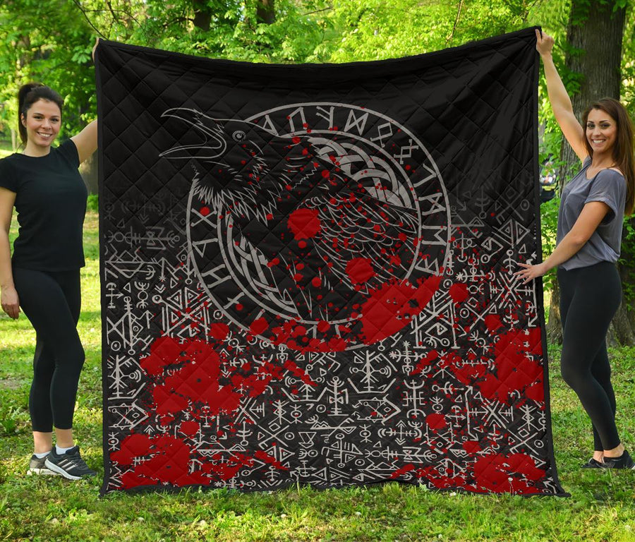 Ligerking Premium Quilt - Odin Raven Rune Futhark Blood A27