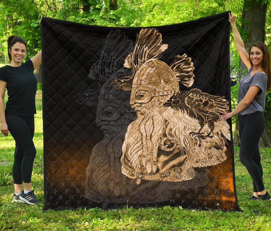 Ligerking Premium Quilt - Odin Raven Viking Gold A27