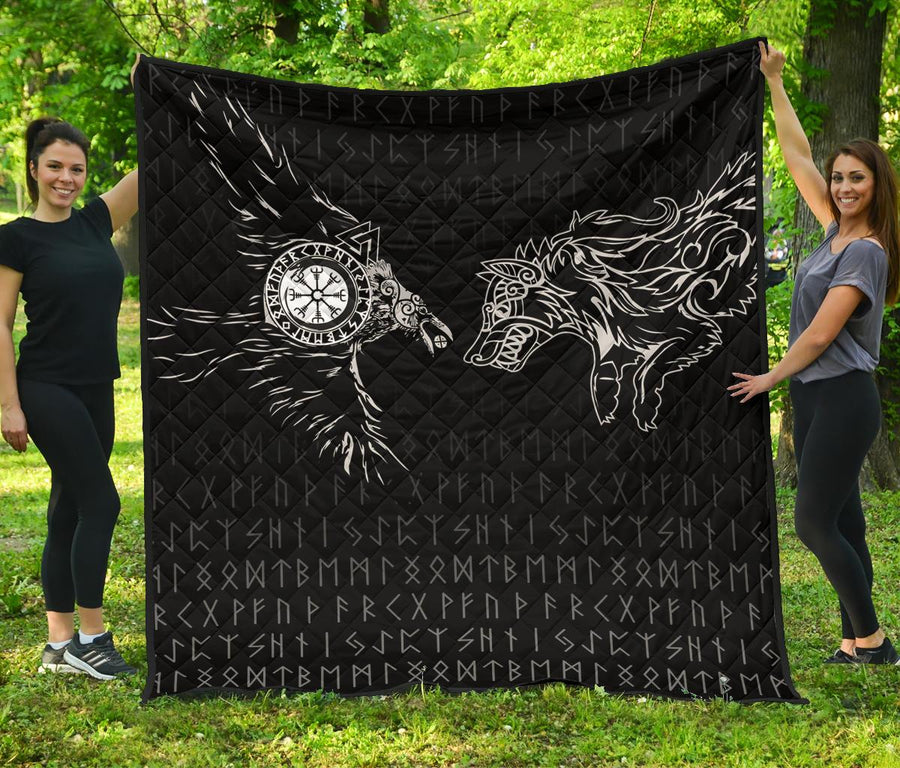 Viking Premium Quilt - Raven and Wolf Special Tattoo A7