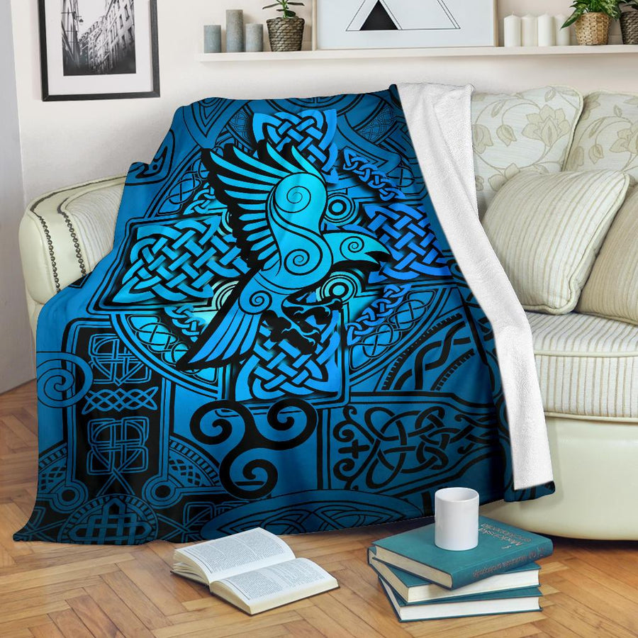 Ligerking Premium Blanket - Raven Odin Celtic Cyan A31