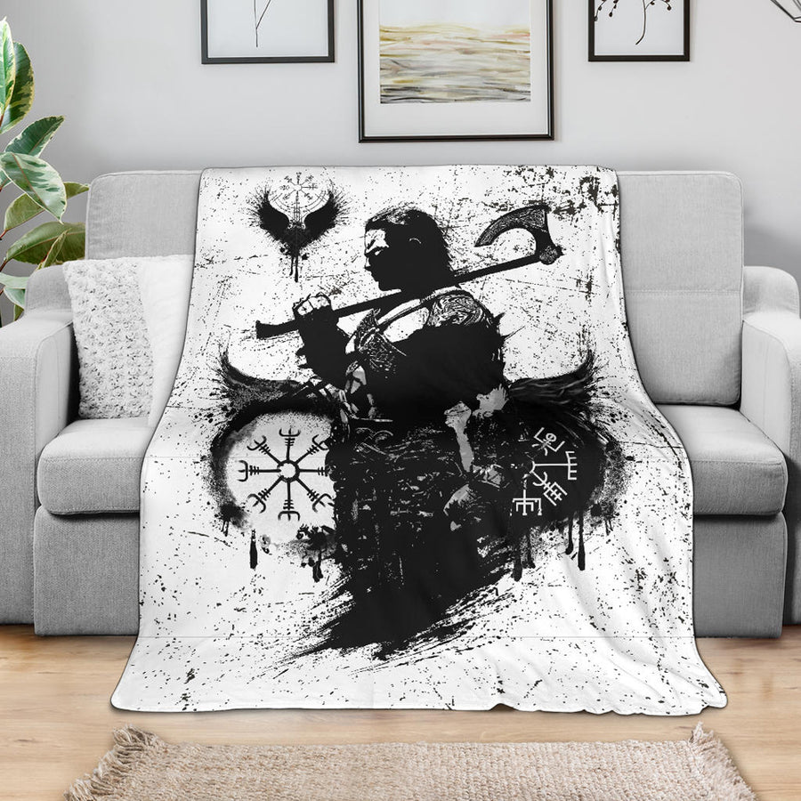 Ligerking Premium Blanket - Viking Warrior Tattoo Black Premium Blanket A35