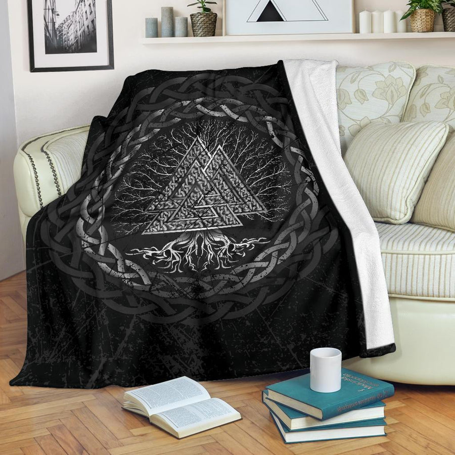 Ligerking Premium Blanket Celtic And Valknut and Tree of Life Yggrdrasil A7