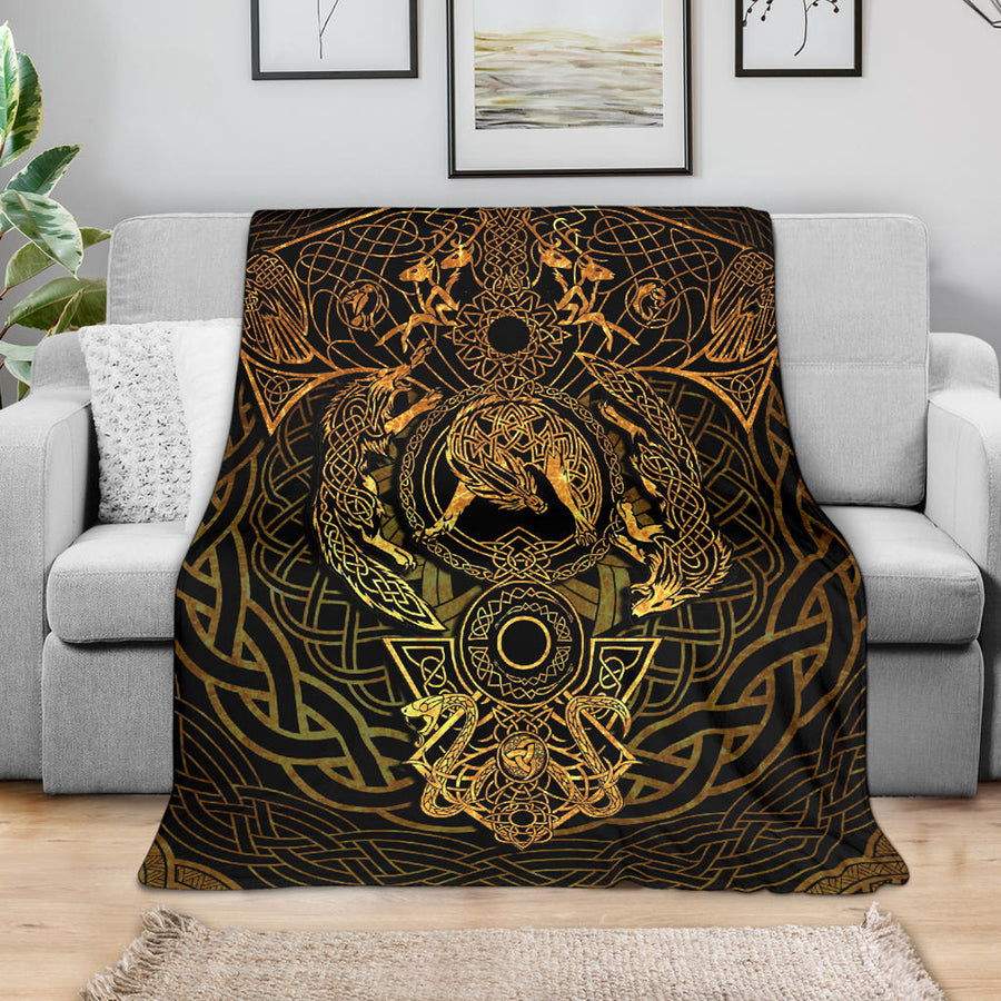 Ligerking Premium Blanket - Fenrir Tattoo Gold Premium Blanket A35