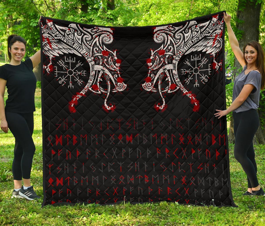 Ligerking Premium Quilt - Double Dragon Tattoo And Vegvisir Blood A27