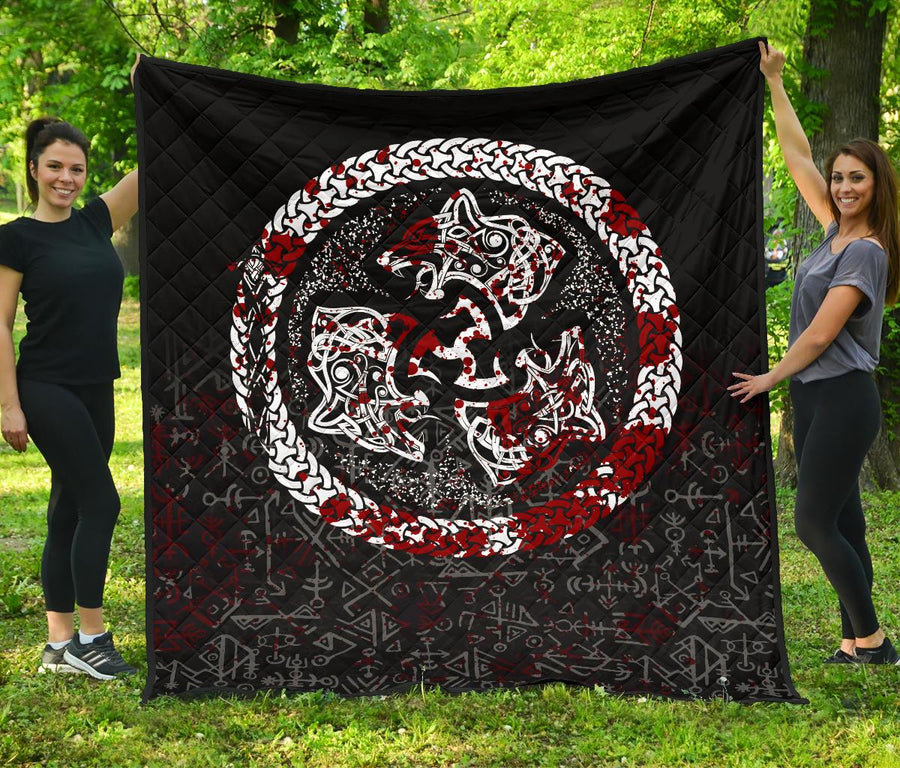 Ligerking Premium Quilt - Fierce Blood Wolf Symbol Of A Viking Nordic A27 Collection