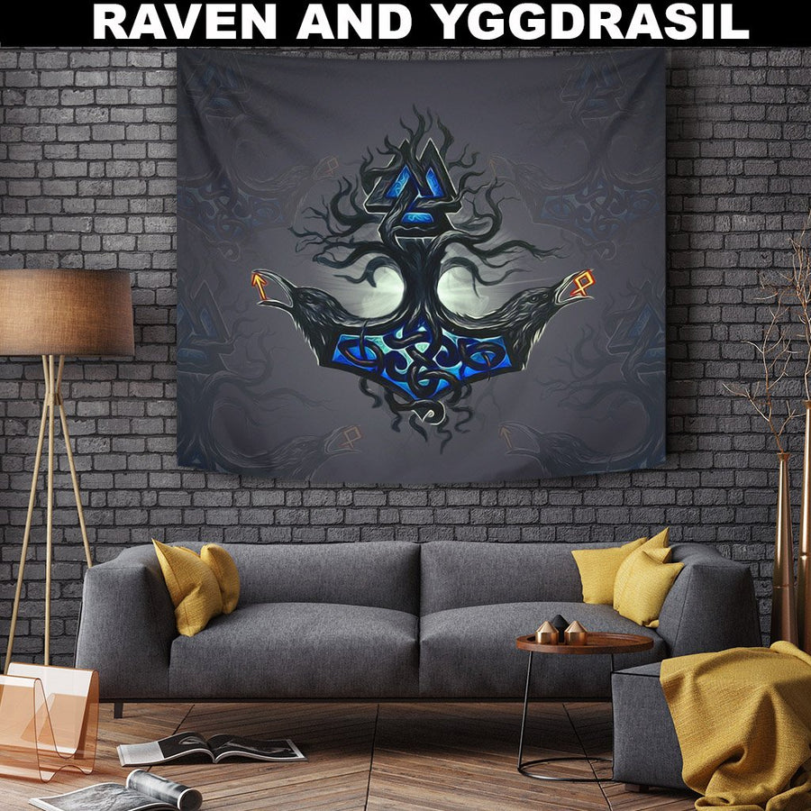Ligerking Tapestry - Raven And Yggdrasil A7