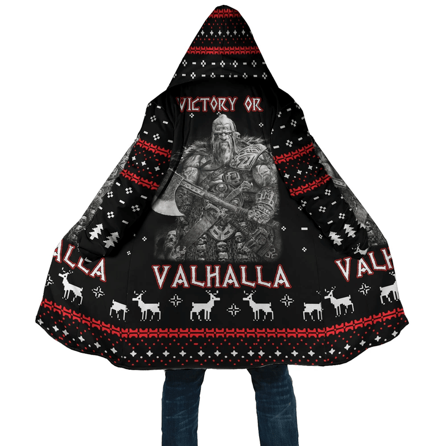 Ligerking Cloak - Viking Warrior Valhalla 3D All Over Printed - Black Hooded Coat