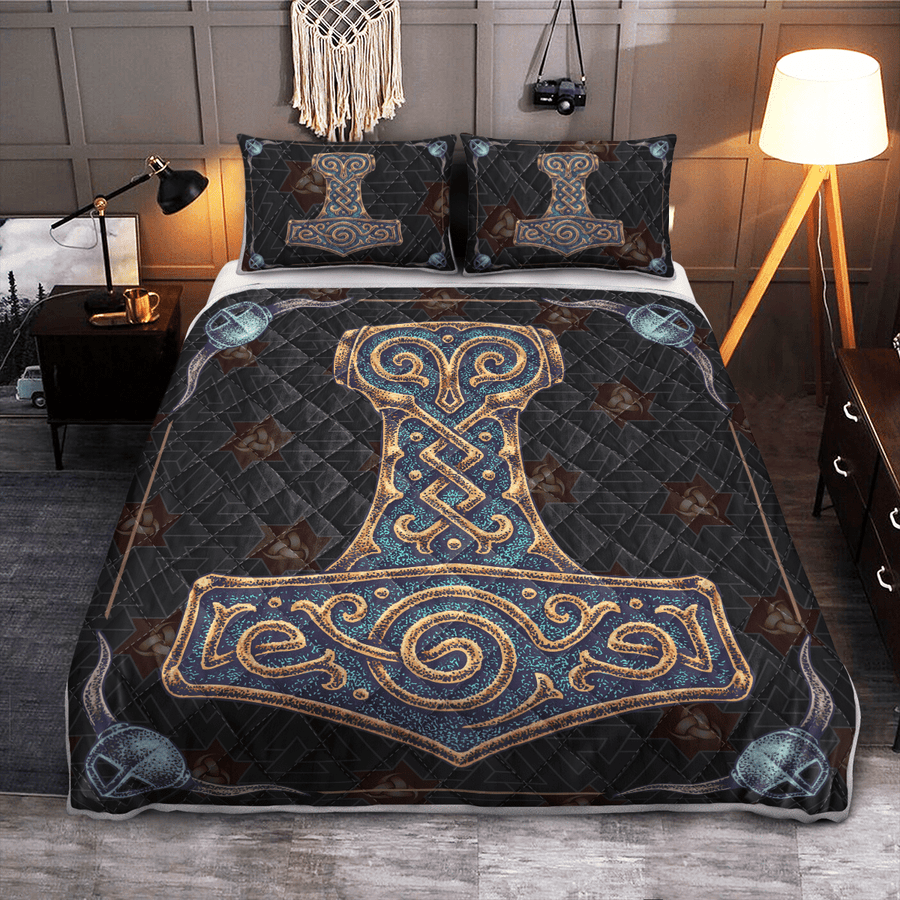 Ligerking Quilt Bed Set - VIKING HAMMER - VIKING QUILT BEDDING SET