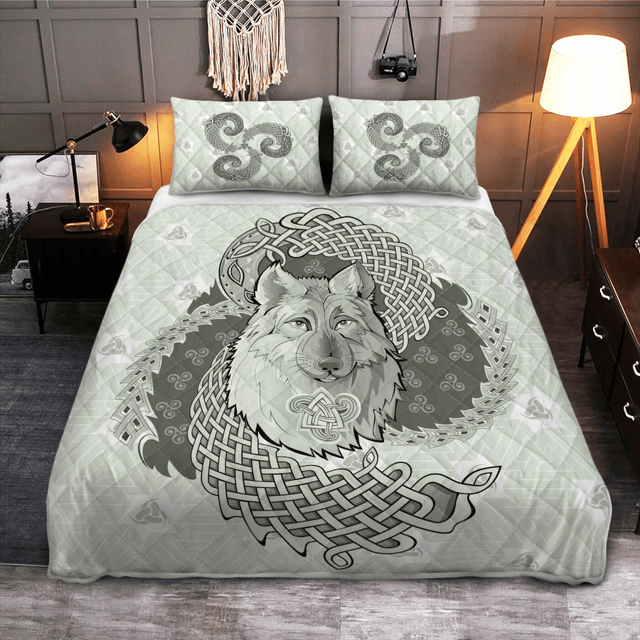 Ligerking Quilt Bed Set - LEGENDARY WOLF FROM ANCIENT MYTHOLOGY NORDIC - VIKING QUILT BEDDING SET