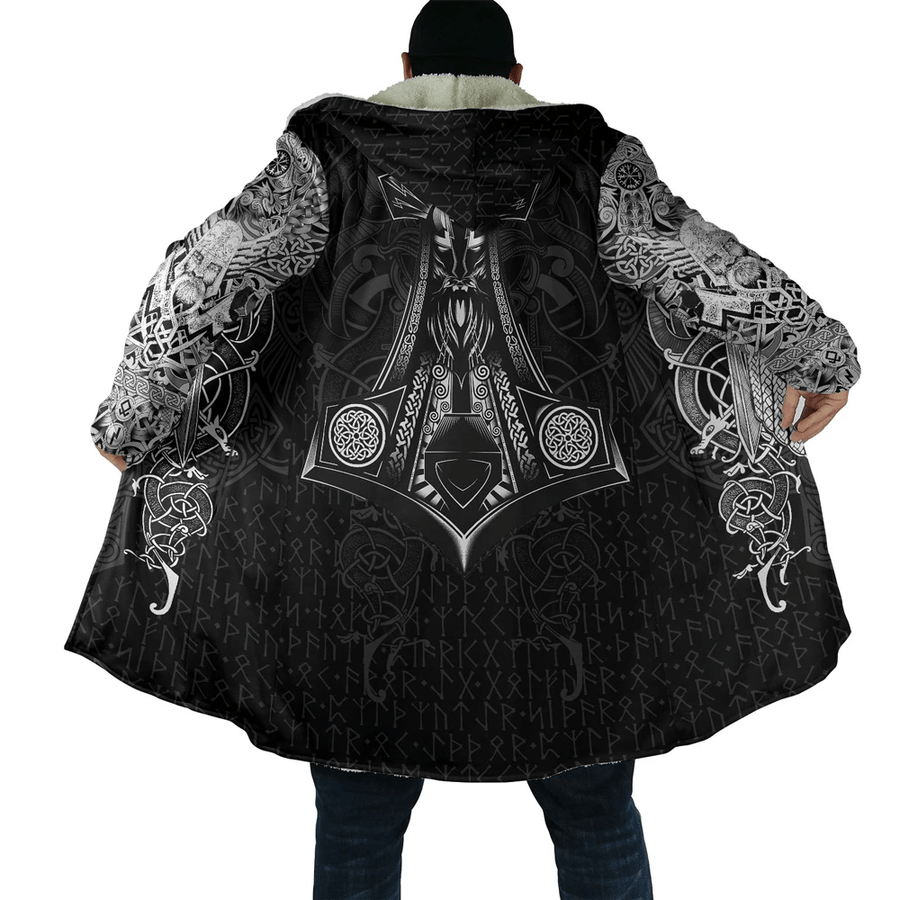 Ligerking Cloak - Viking MjÃ¶lnir with Devil - 3D all over printed Hooded Coat A7