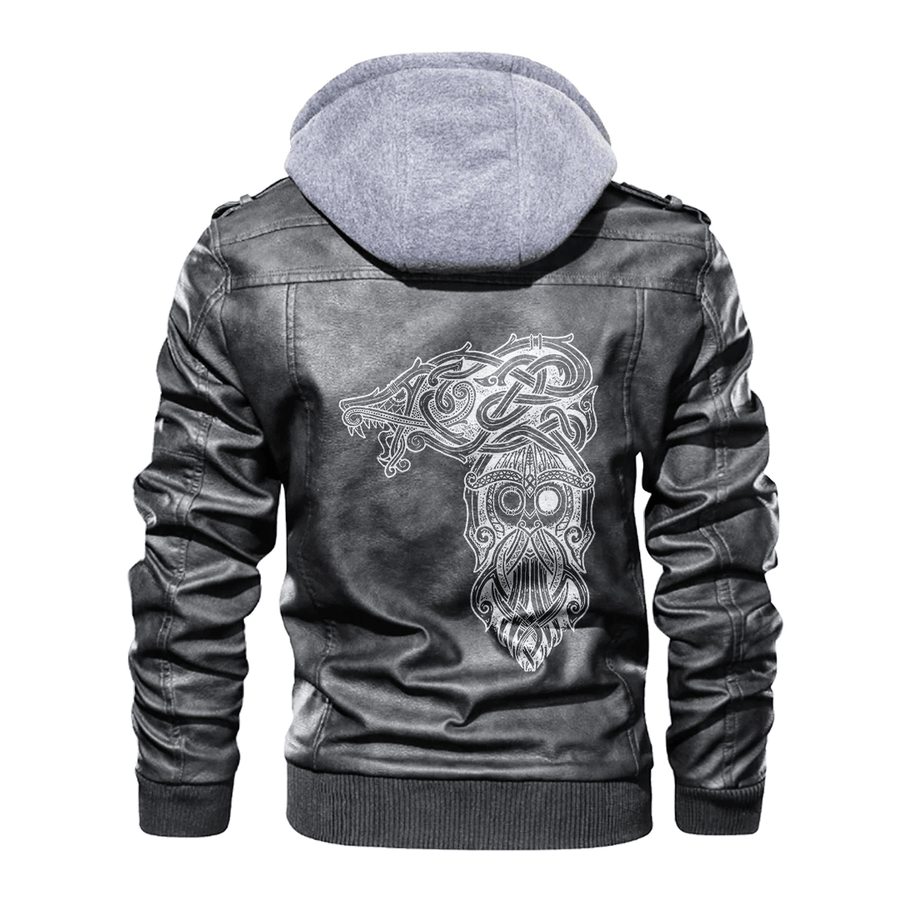 Ligerking - Viking Fenrir and Odin Celtic Style Leather Jacket A35