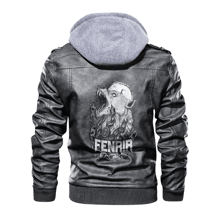 Ligerking - Viking Fenrir and Chain Leather Jacket A35