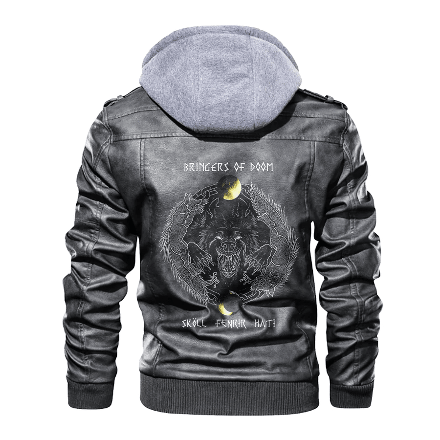 Ligerking - Viking Bringers of Doom Fenrir,Skoll and Hati Leather Jacket A35