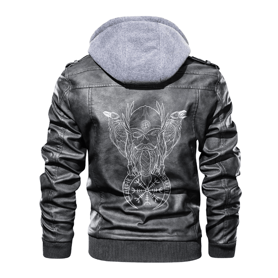 Ligerking - Viking Odin Hugin and Munin Leather Jacket A35
