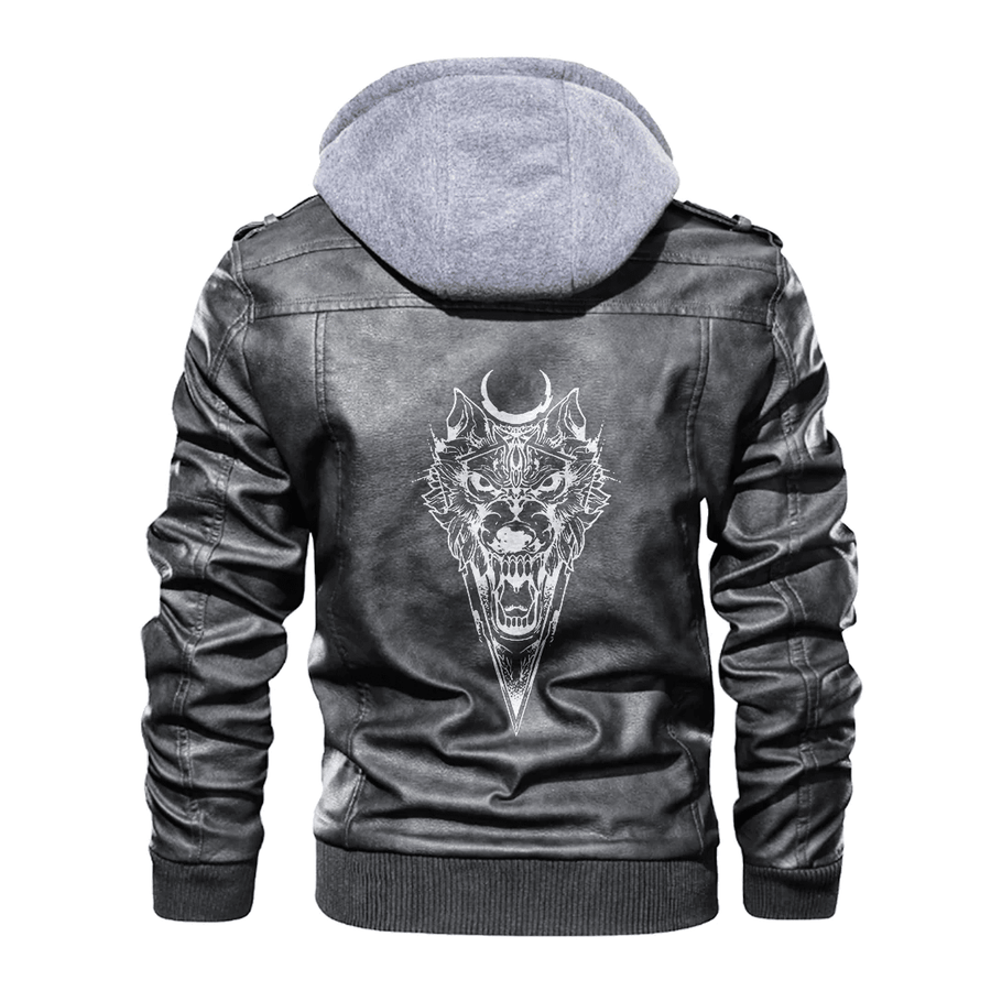 Ligerking - Viking Raven Hunt and Skull Leather Jacket A35