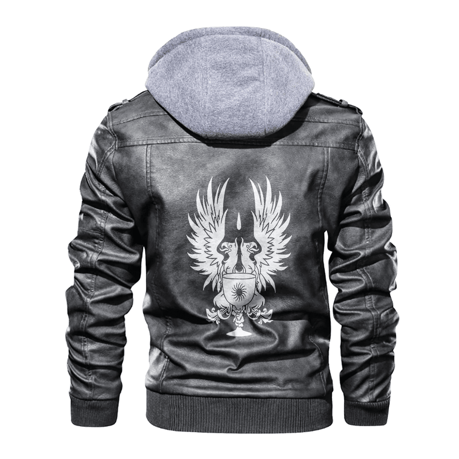 Ligerking - Viking Hugin and Munin & Glass Sun Leather Jacket A35