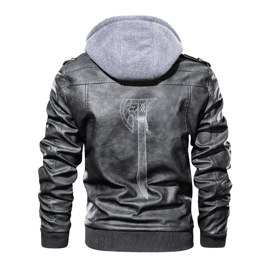 Ligerking - Viking Axes of Odin Leather Jacket A35