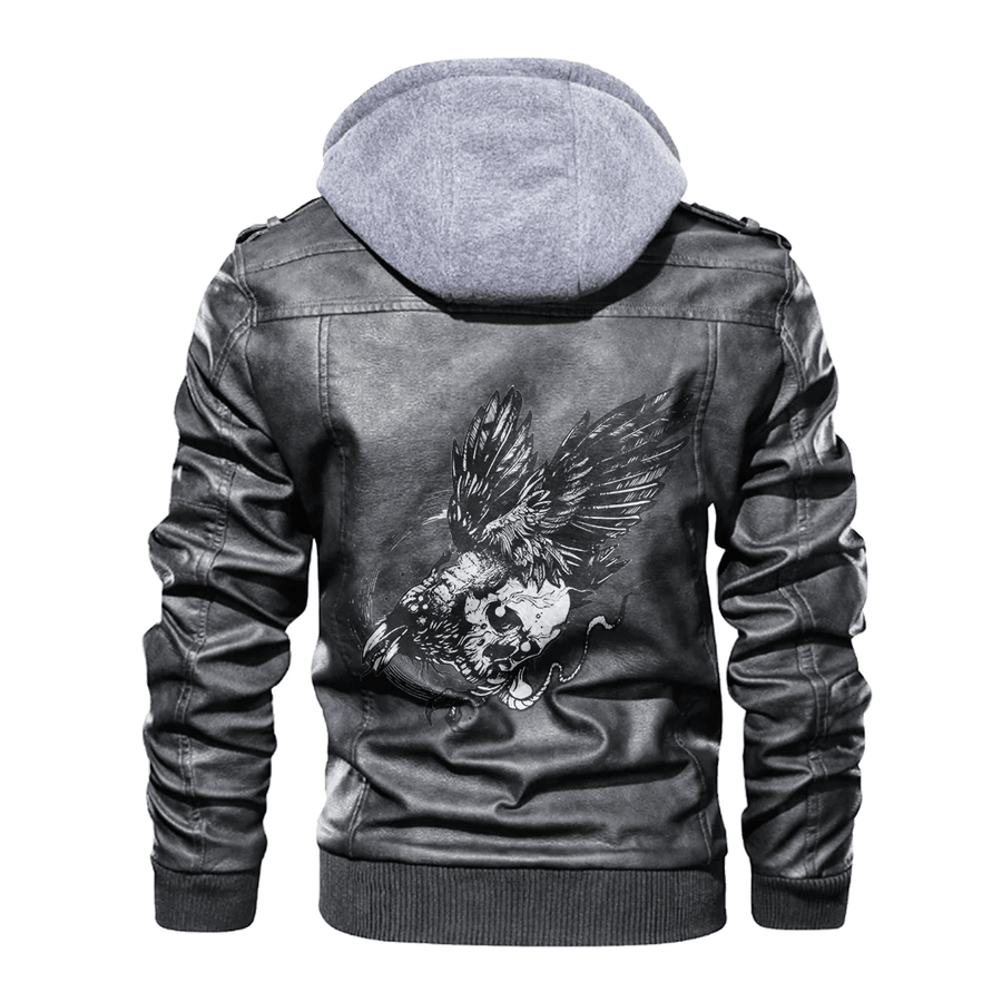 Ligerking - Viking Odin Wolf and Raven Leather Jacket A35