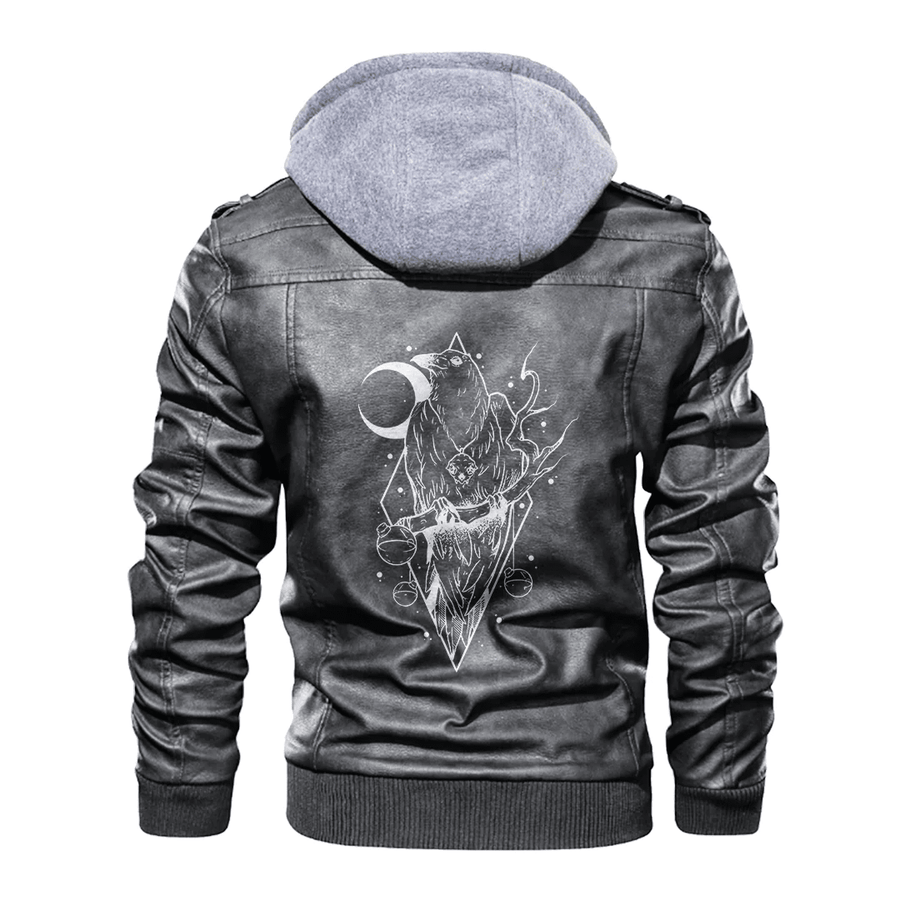 Ligerking - Viking Raven and Universe Leather Jacket A35