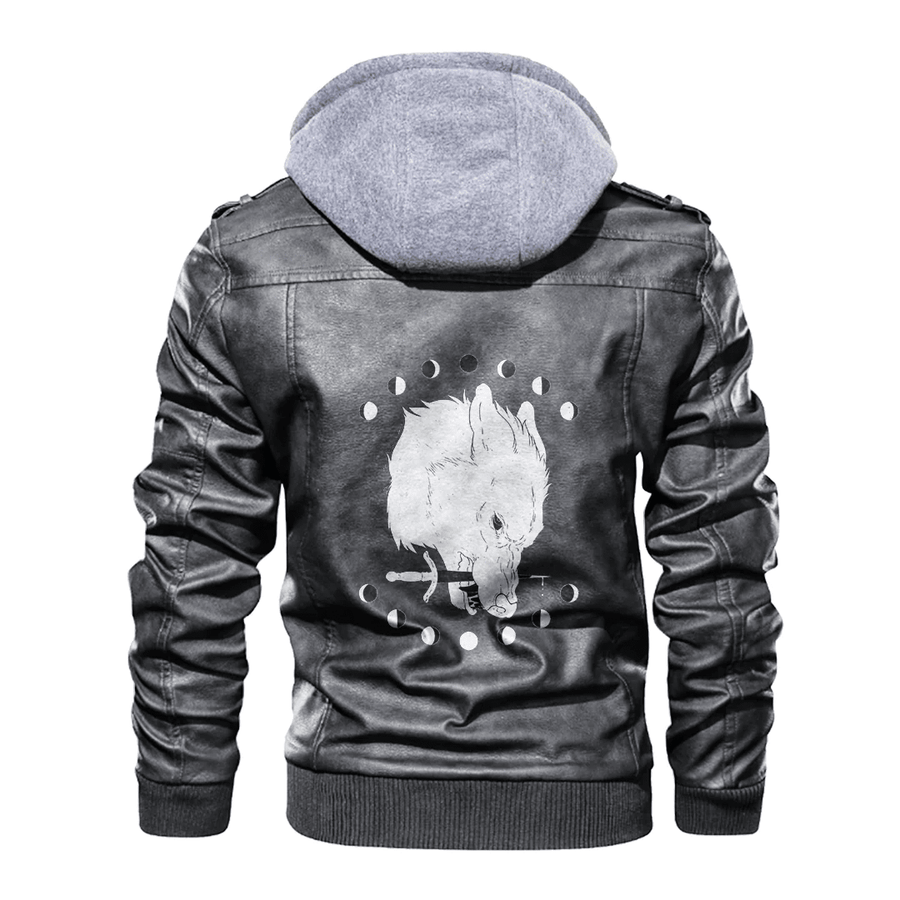 Ligerking - Viking Fenrir Black and Sword Leather Jacket A35