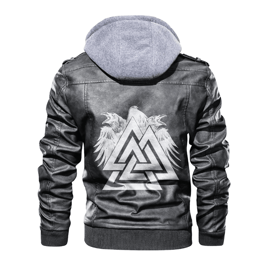 Ligerking - Viking Hugin and Munin Valknut Leather Jacket A35