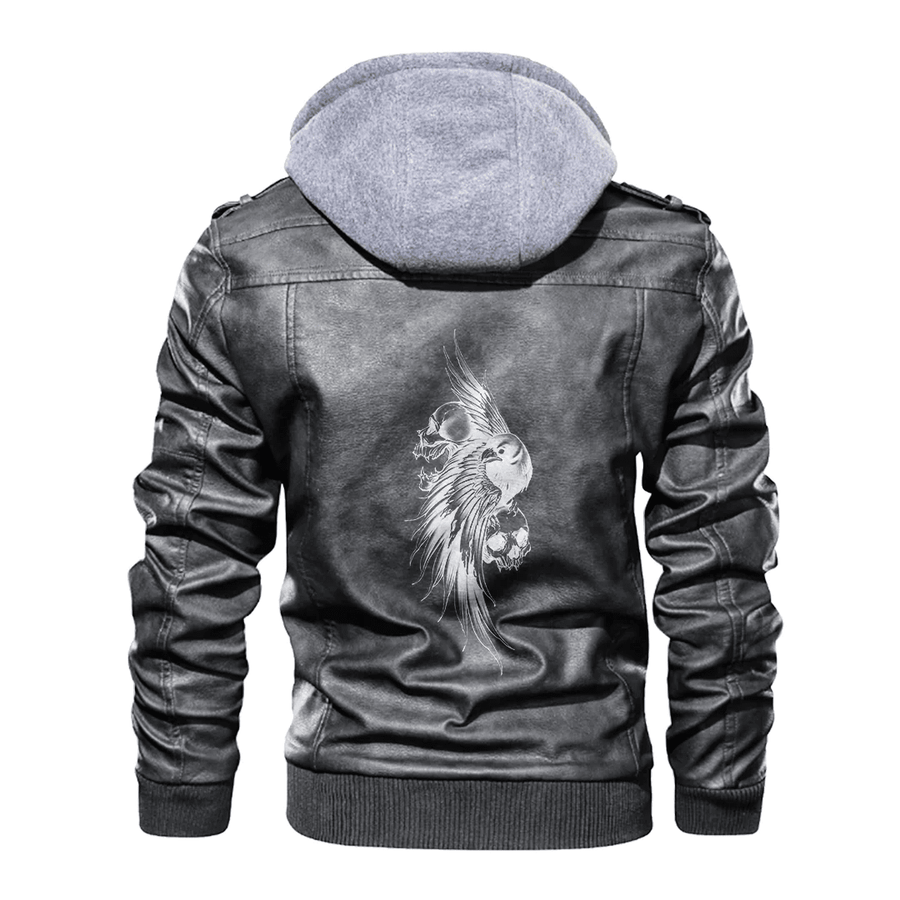 Ligerking - Viking Raven and Skull Leather Jacket A35