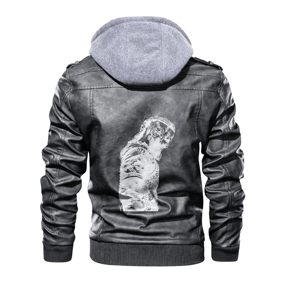 Ligerking - Viking Ragnar Drawing Leather Jacket A35