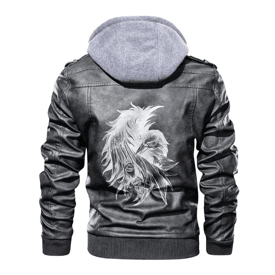 Ligerking - Viking Raven and Letters Leather Jacket A35 Leather Jacket A35