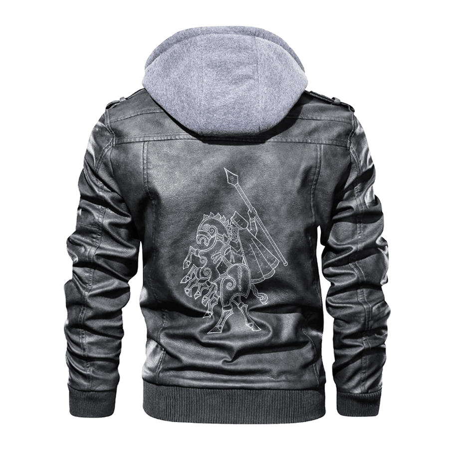 Ligerking - Viking Odin and Sleipnir Celtic Style Leather Jacket A35