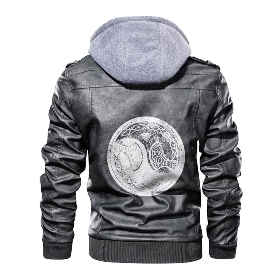 Ligerking - Viking Axes Symbol Leather Jacket A35