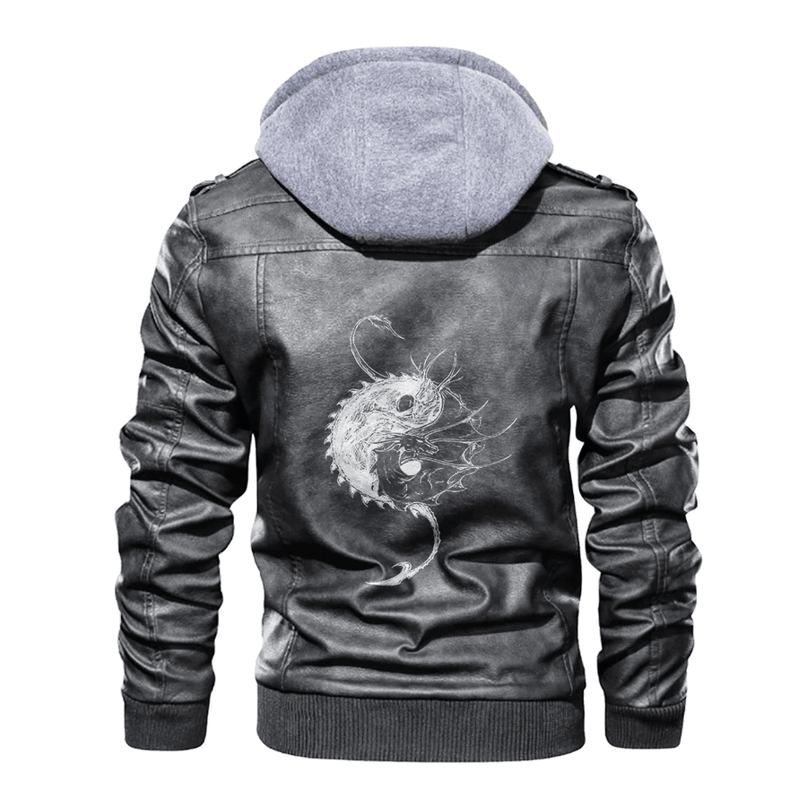 Ligerking - Viking Dragon Yin Yang Leather Jacket A35